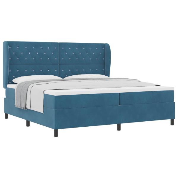 Boxspringbett mit Matratze Dunkelblau 200 x 200 cm Samt