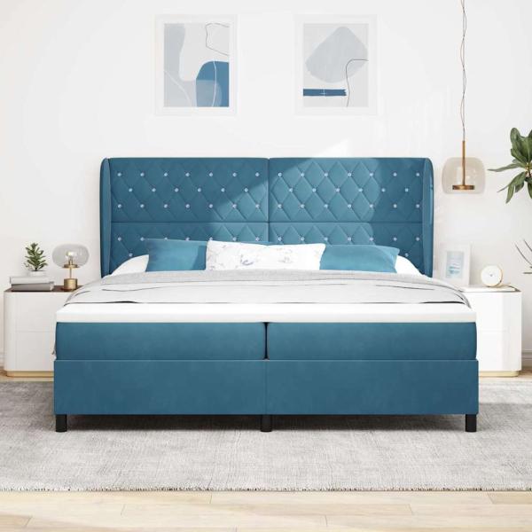 Boxspringbett mit Matratze Dunkelblau 200 x 200 cm Samt