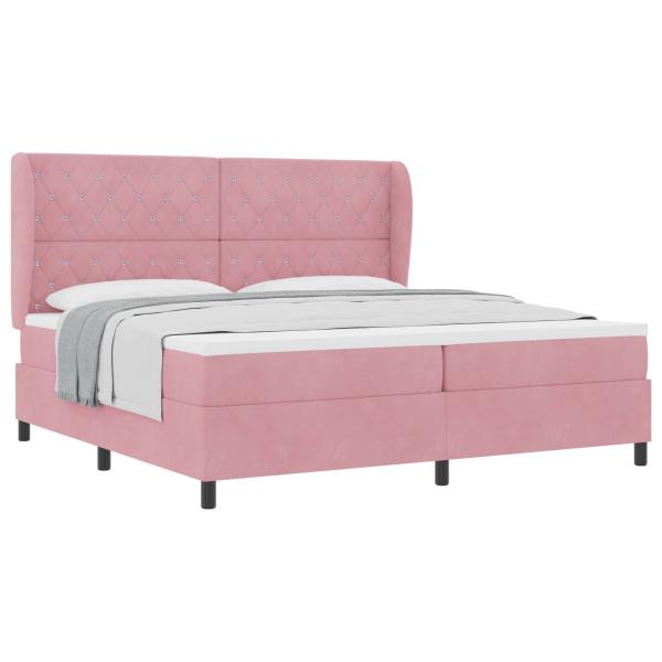 Boxspringbett mit Kopfteil Rosa 200 x 200 cm Samt