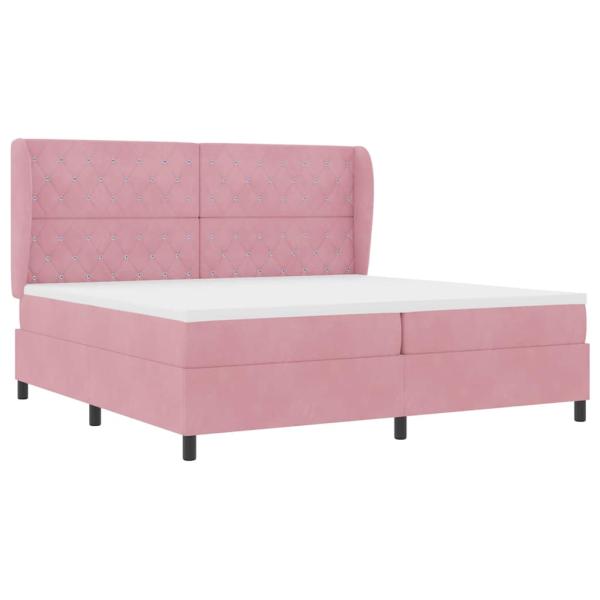 Boxspringbett mit Kopfteil Rosa 200 x 200 cm Samt