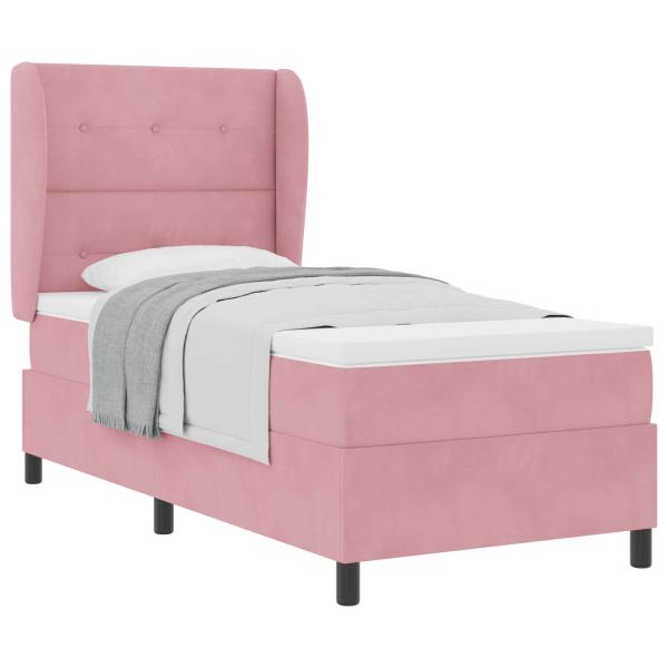 Boxspringbett mit Kopfteil Rosa 190 x 90 cm Samt