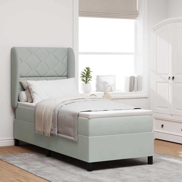 ARDEBO.de - Boxspringbett mit Kopfteil Hellgrau 200 x 80 cm Samt