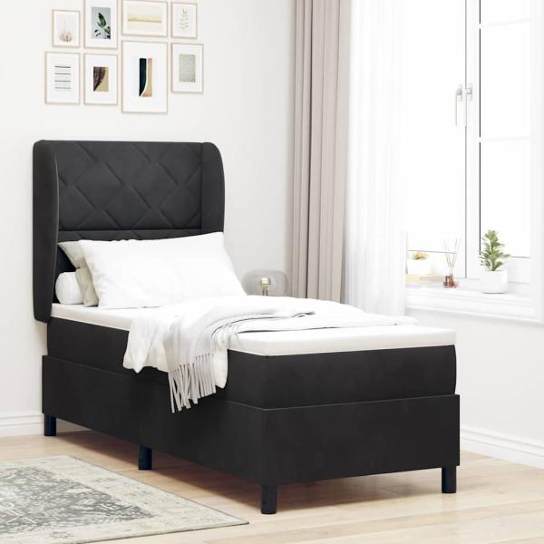 ARDEBO.de - Boxspringbett mit Kopfteil Schwarz 200 x 80 cm Samt