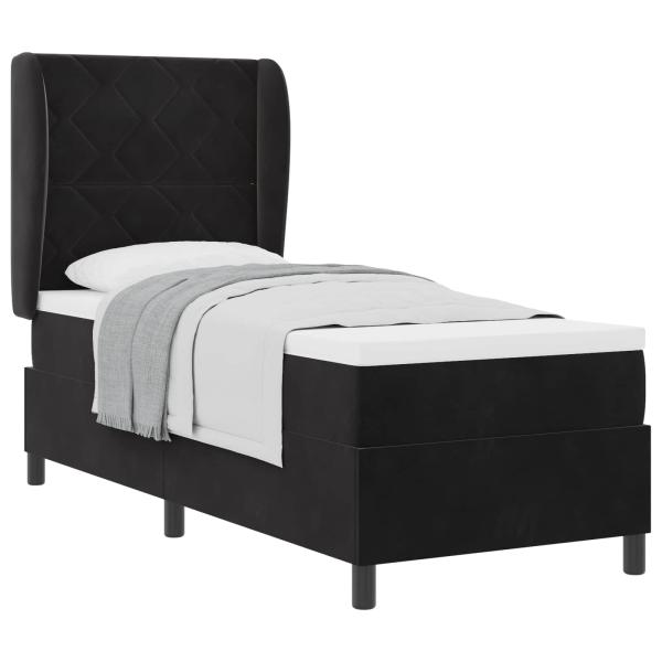 Boxspringbett mit Kopfteil Schwarz 200 x 80 cm Samt