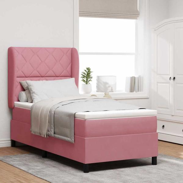 ARDEBO.de - Boxspringbett mit Kopfteil Rosa 200 x 100 cm Samt