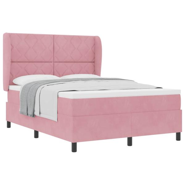 Boxspringbett mit Kopfteil Rosa 190 x 140 cm Samt