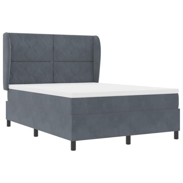 Boxspringbett mit Kopfteil Dunkelgrau 200 x 140 cm Samt