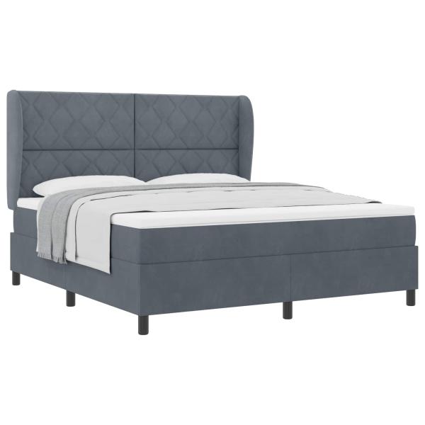 Boxspringbett mit Kopfteil Dunkelgrau 200 x 180 cm Samt