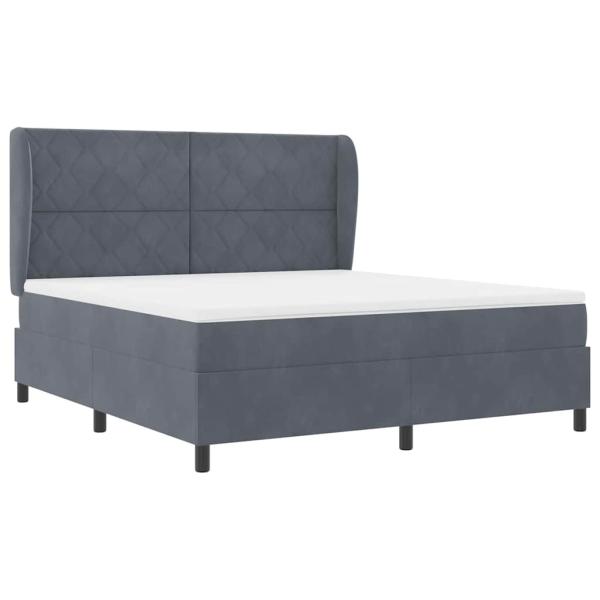Boxspringbett mit Kopfteil Dunkelgrau 200 x 180 cm Samt
