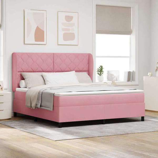 ARDEBO.de - Boxspringbett mit Kopfteil Rosa 200 x 180 cm Samt