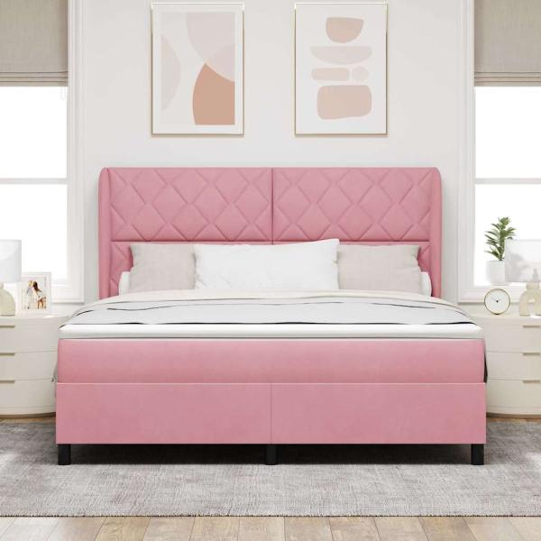 Boxspringbett mit Kopfteil Rosa 200 x 180 cm Samt