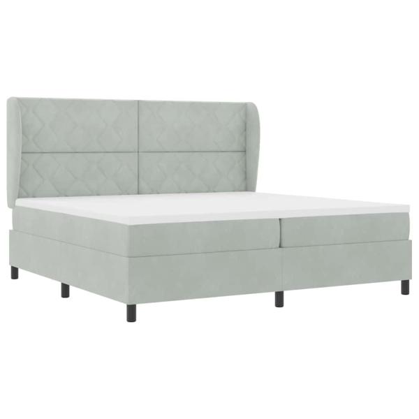 Boxspringbett mit Kopfteil Hellgrau 200 x 200 cm Samt