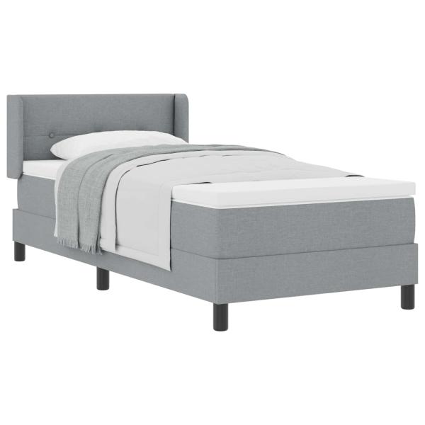 Boxspringbett mit Kopfteil Hellgrau 200 x 200 cm Stoff