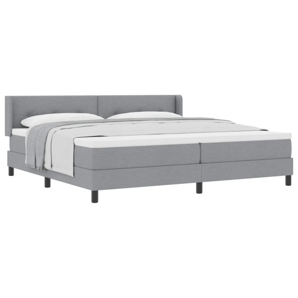 Boxspringbett mit Kopfteil Hellgrau 200 x 200 cm Stoff