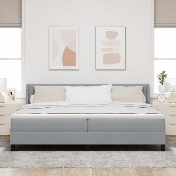 Boxspringbett mit Kopfteil Hellgrau 200 x 200 cm Stoff