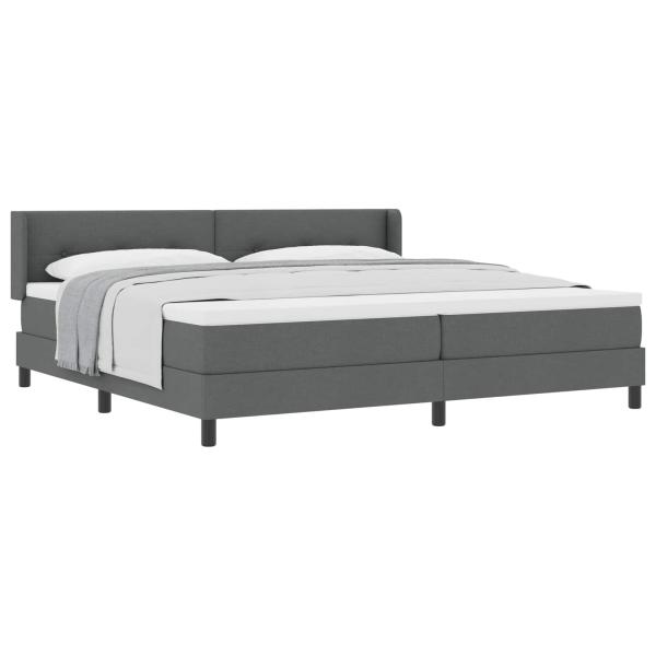 Boxspringbett mit Kopfteil Dunkelgrau 200 x 200 cm Stoff