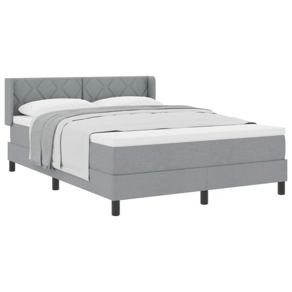 Boxspringbett mit Kopfteil Hellgrau 190 x 140 cm Stoff