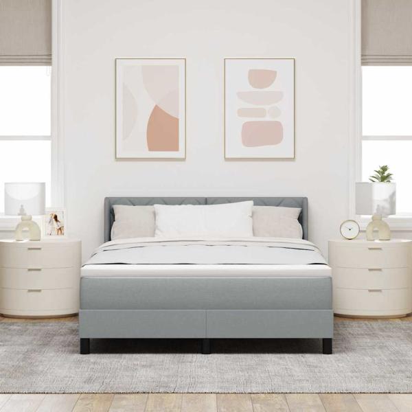 Boxspringbett mit Kopfteil Hellgrau 190 x 140 cm Stoff