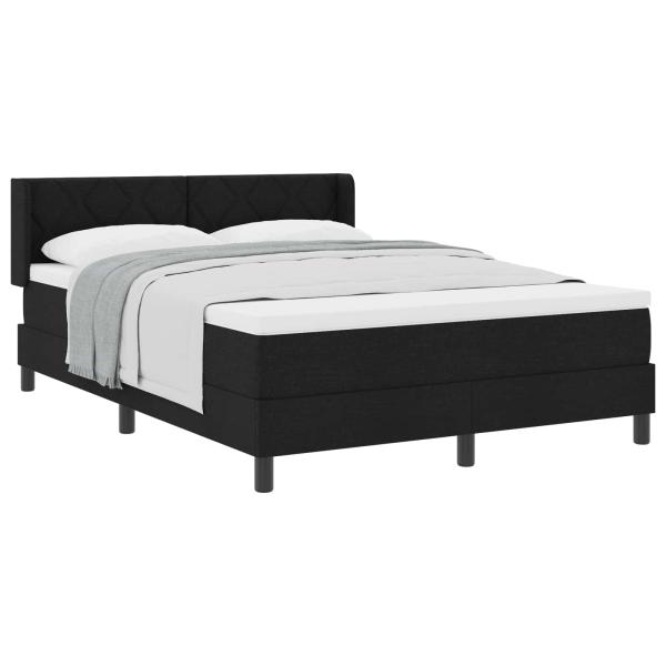 Boxspringbett mit Kopfteil Schwarz 190 x 140 cm Stoff
