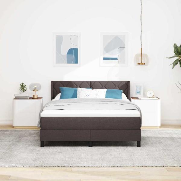 Boxspringbett mit Kopfteil Dunkelbraun 200 x 160 cm Stoff