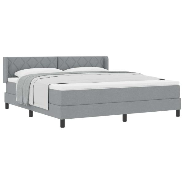 Boxspringbett mit Kopfteil Hellgrau 200 x 180 cm Stoff