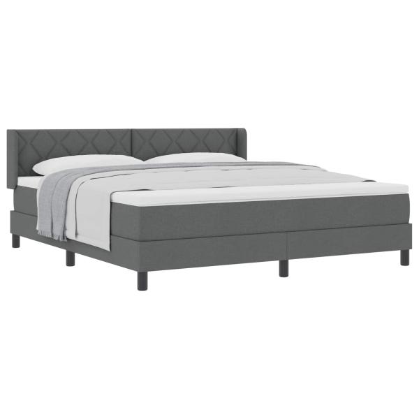 Boxspringbett mit Kissen Dunkelgrau 200 x 180 cm Stoff