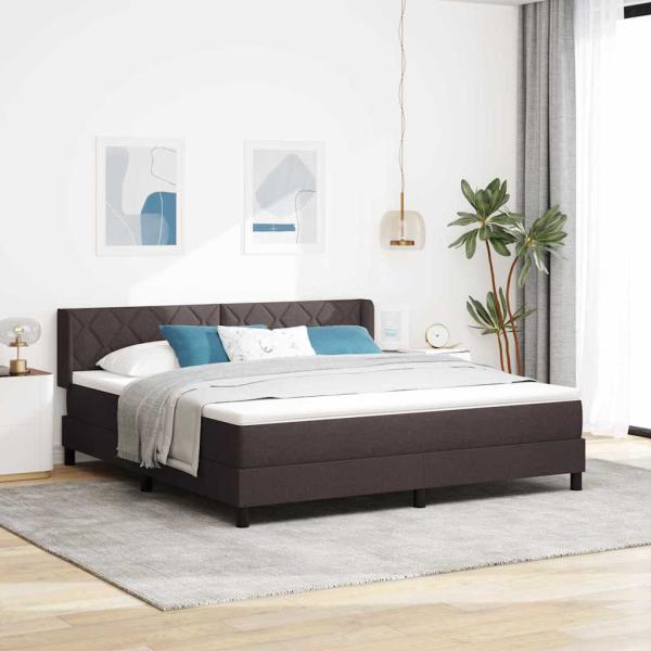 ARDEBO.de - Boxspringbett mit Kopfteil Dunkelbraun 200 x 180 cm Stoff