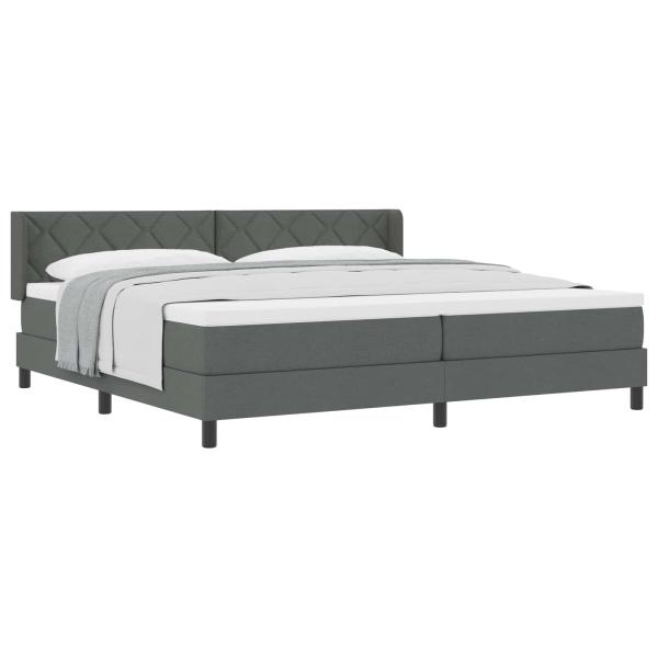 Boxspringbett mit Kopfteil Dunkelgrau 200 x 200 cm Stoff