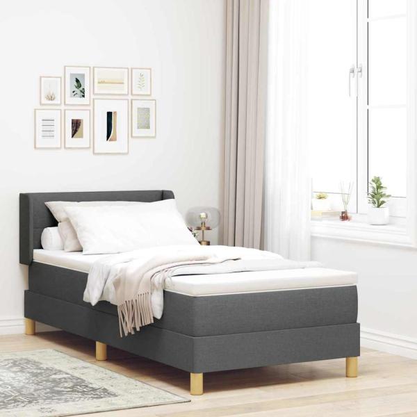 ARDEBO.de - Boxspringbett mit Kopfteil Dunkelgrau 200 x 100 cm Stoff