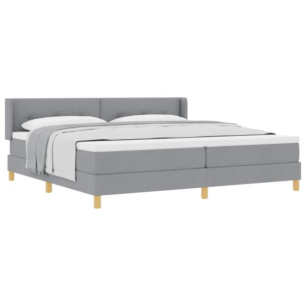 Boxspringbett mit Kopfteil Hellgrau 200 x 200 cm Stoff