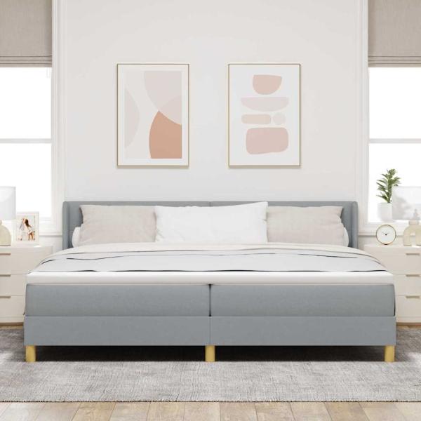 Boxspringbett mit Kopfteil Hellgrau 200 x 200 cm Stoff