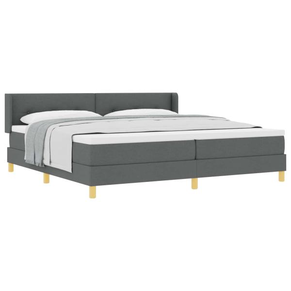 Boxspringbett mit Kopfteil Dunkelgrau 200 x 200 cm Stoff