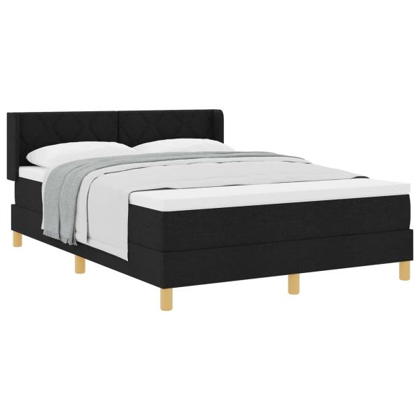 Boxspringbett mit Kopfteil Schwarz 190 x 140 cm Stoff