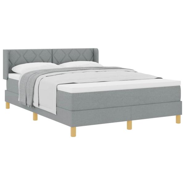 Boxspringbett mit Kopfteil Hellgrau 200 x 160 cm Stoff