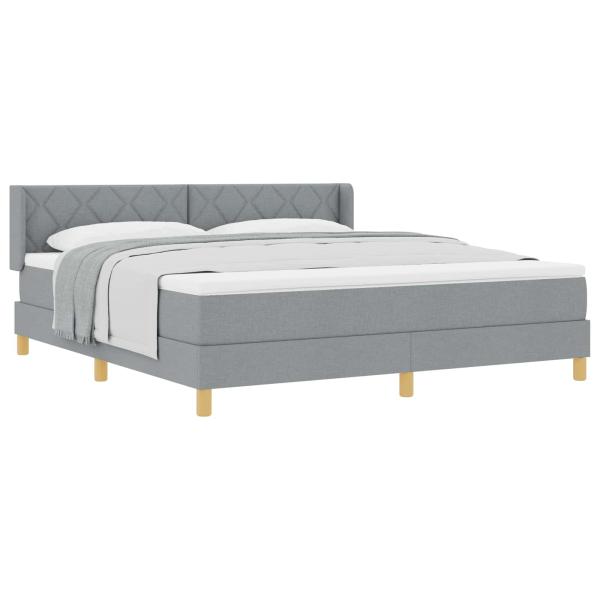 Boxspringbett mit Kopfteil Hellgrau 200 x 180 cm Stoff