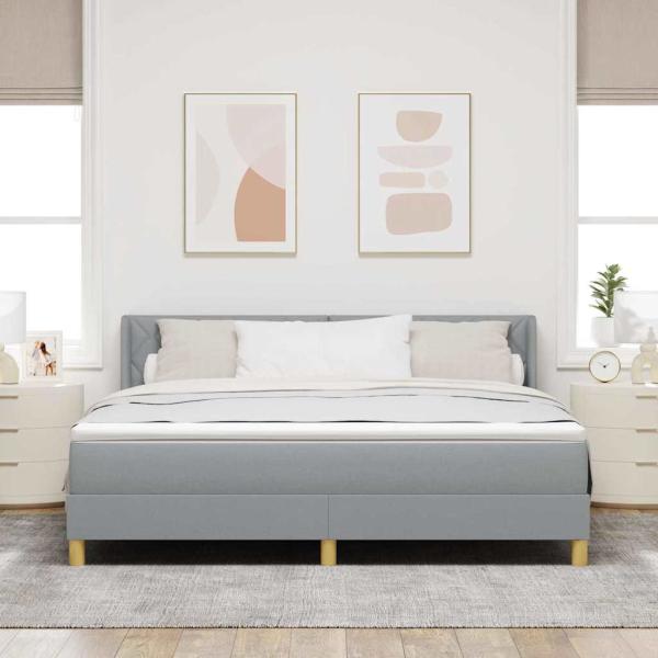 Boxspringbett mit Kopfteil Hellgrau 200 x 180 cm Stoff
