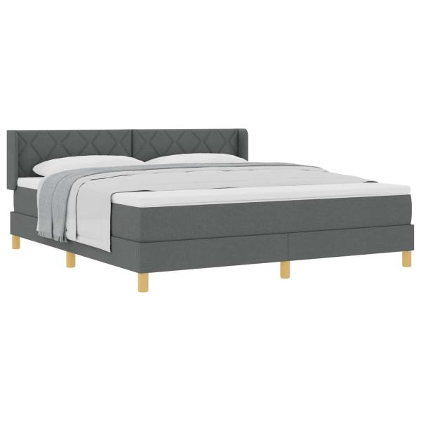Boxspringbett mit Kopfteil Dunkelgrau 200 x 180 cm Stoff