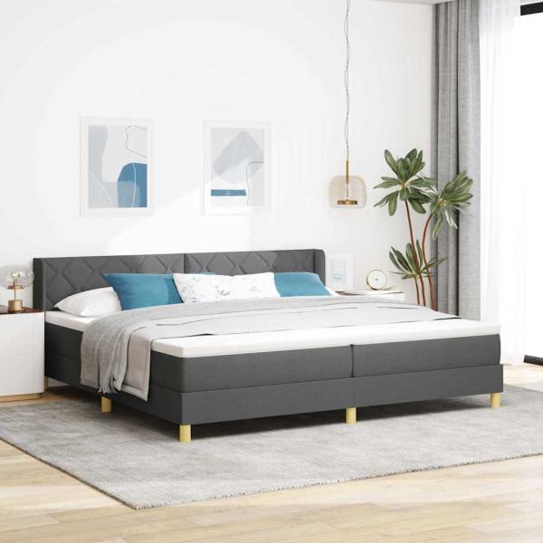 ARDEBO.de - Boxspringbett mit Kopfteil Dunkelgrau 200 x 200 cm Stoff