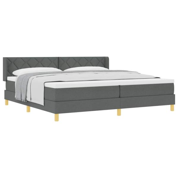 Boxspringbett mit Kopfteil Dunkelgrau 200 x 200 cm Stoff