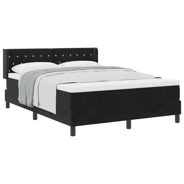 Boxspringbett mit Kopfteil Schwarz 200 x 140 cm Samt