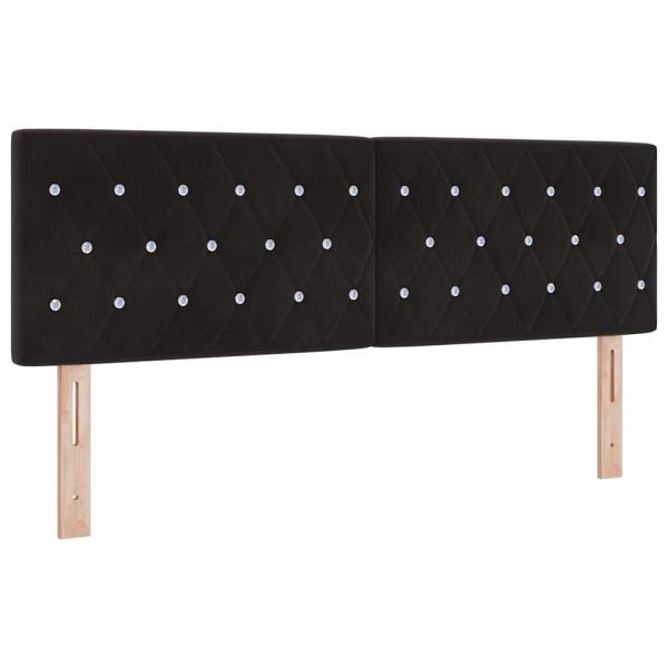 Boxspringbett mit Kopfteil Schwarz 200 x 140 cm Samt