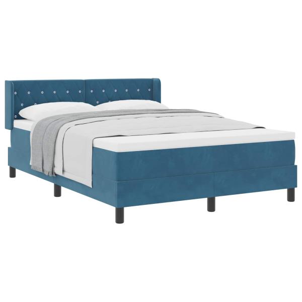 Boxspringbett mit Kopfteil Dunkelblau 200 x 160 cm Samt