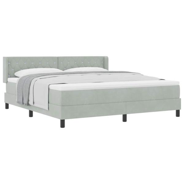 Boxspringbett mit Kopfteil Hellgrau 200 x 180 cm Samt