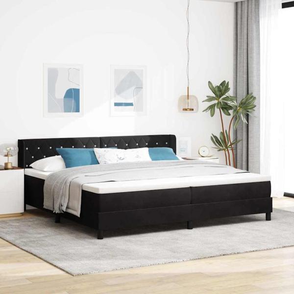 ARDEBO.de - Boxspringbett mit Kopfteil Schwarz 200 x 200 cm Samt