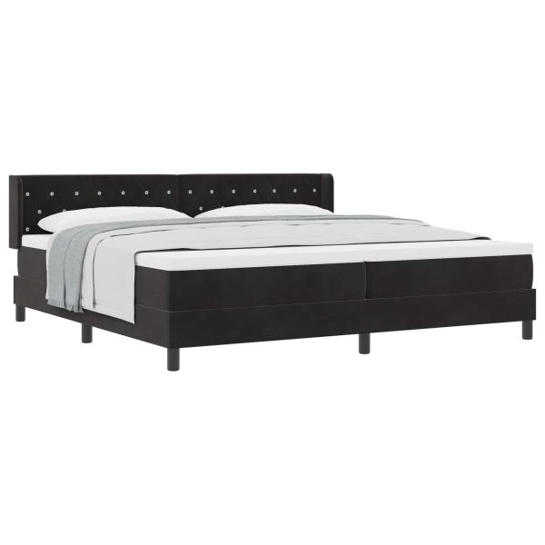 Boxspringbett mit Kopfteil Schwarz 200 x 200 cm Samt
