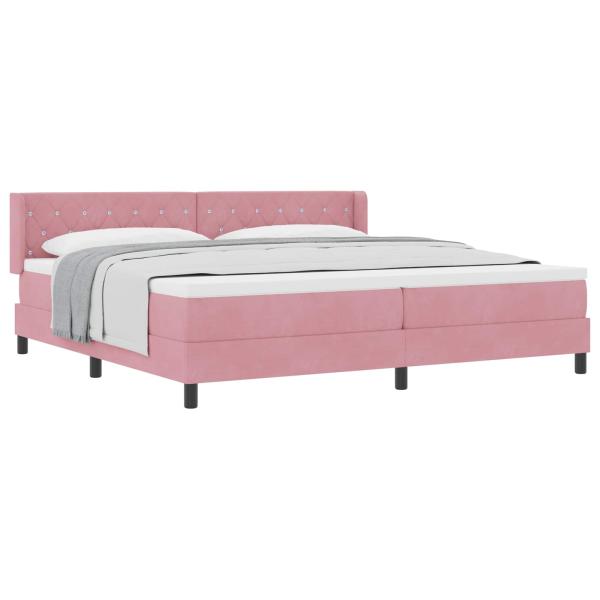 Boxspringbett mit Kopfteil Rosa 200 x 200 cm Samt