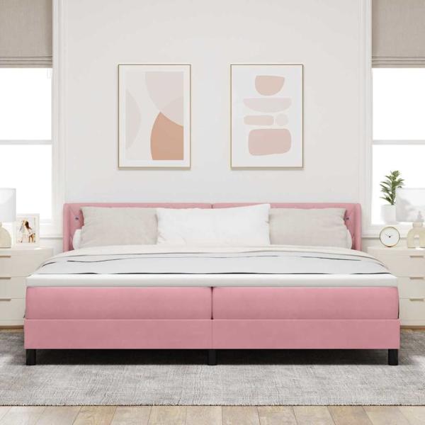 Boxspringbett mit Kopfteil Rosa 200 x 200 cm Samt