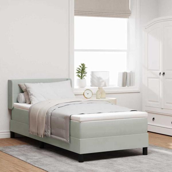 ARDEBO.de - Boxspringbett mit Kopfteil Hellgrau 200 x 80 cm Samt