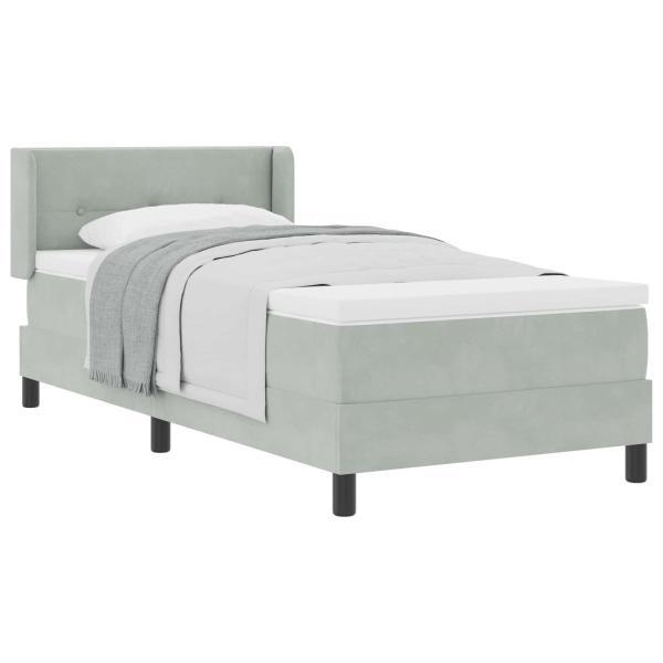 Boxspringbett mit Kopfteil Hellgrau 200 x 80 cm Samt