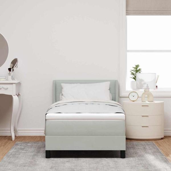 Boxspringbett mit Kopfteil Hellgrau 200 x 80 cm Samt